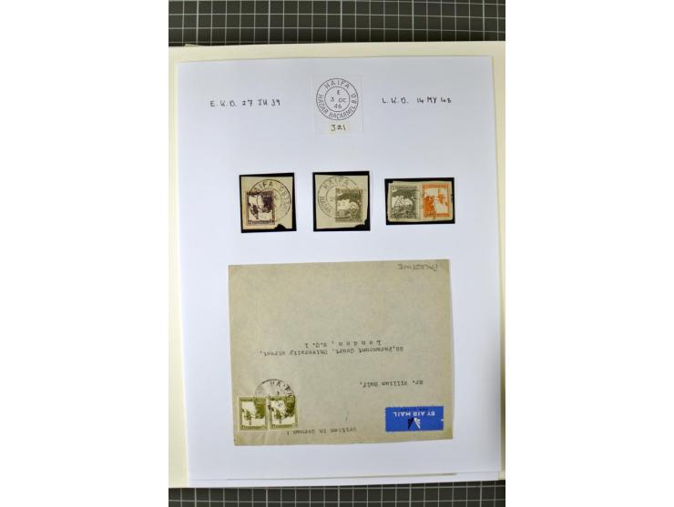 HAIFA: Post office handstamps, extensive collection with well over 200 letters and cards, many pieces, single stamps and post