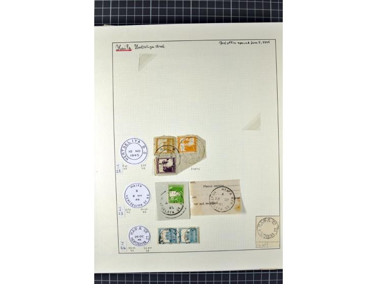 HAIFA: Post office handstamps, extensive collection with well over 200 letters and cards, many pieces, single stamps and post