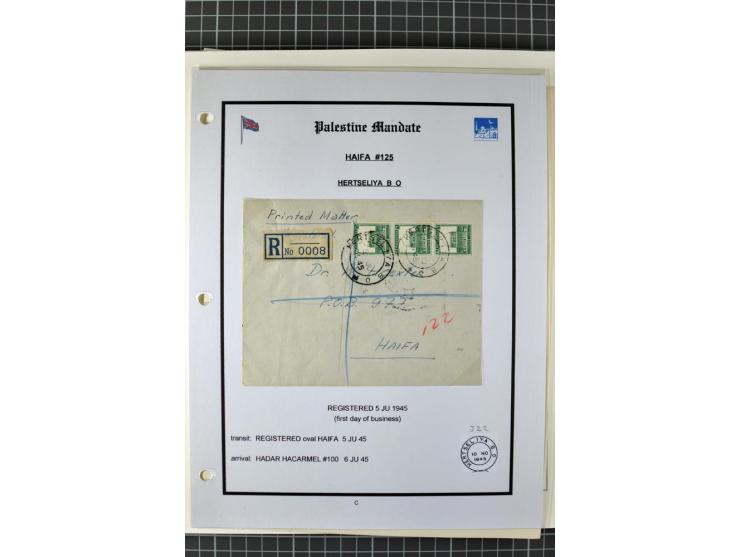 HAIFA: Post office handstamps, extensive collection with well over 200 letters and cards, many pieces, single stamps and post