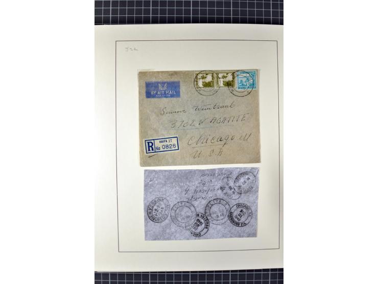 HAIFA: Post office handstamps, extensive collection with well over 200 letters and cards, many pieces, single stamps and post