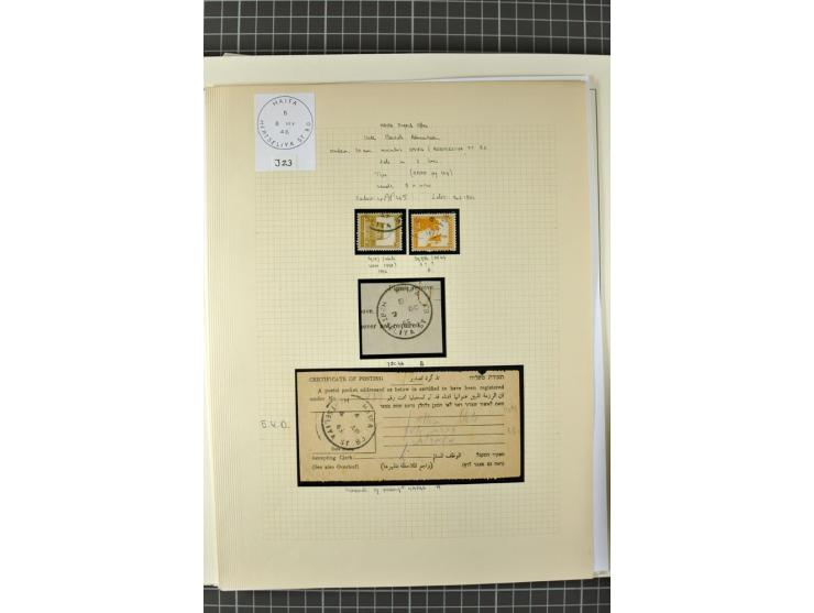 HAIFA: Post office handstamps, extensive collection with well over 200 letters and cards, many pieces, single stamps and post