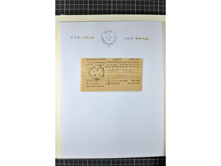 HAIFA: Post office handstamps, extensive collection with well over 200 letters and cards, many pieces, single stamps and post