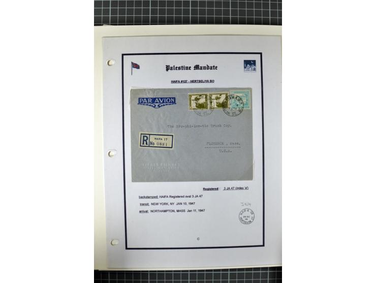 HAIFA: Post office handstamps, extensive collection with well over 200 letters and cards, many pieces, single stamps and post