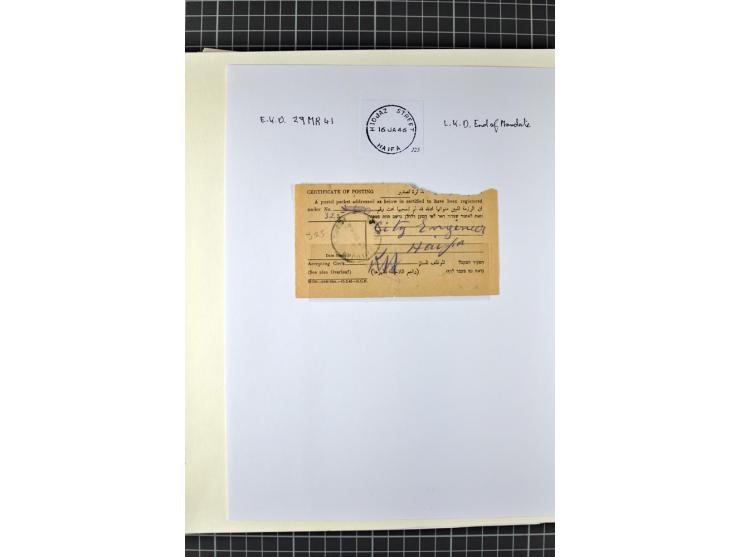 HAIFA: Post office handstamps, extensive collection with well over 200 letters and cards, many pieces, single stamps and post