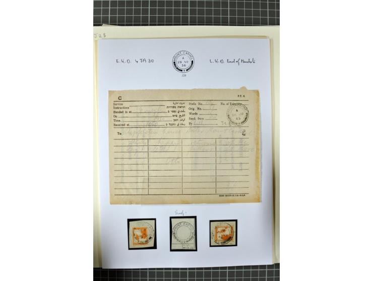 HAIFA: Post office handstamps, extensive collection with well over 200 letters and cards, many pieces, single stamps and post