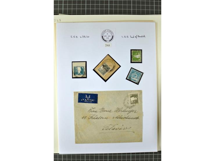 HAIFA: Post office handstamps, extensive collection with well over 200 letters and cards, many pieces, single stamps and post