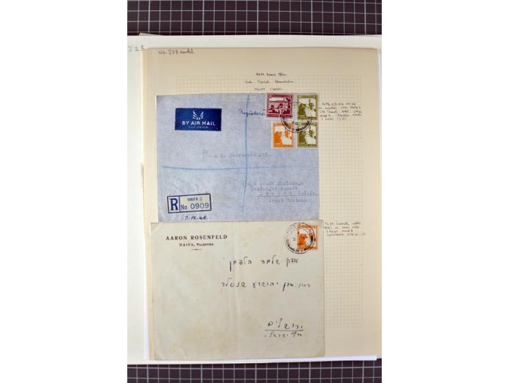 HAIFA: Post office handstamps, extensive collection with well over 200 letters and cards, many pieces, single stamps and post