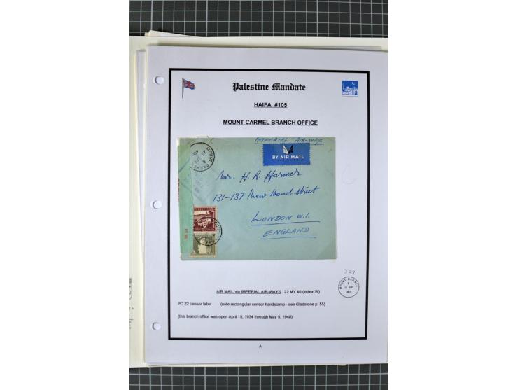 HAIFA: Post office handstamps, extensive collection with well over 200 letters and cards, many pieces, single stamps and post