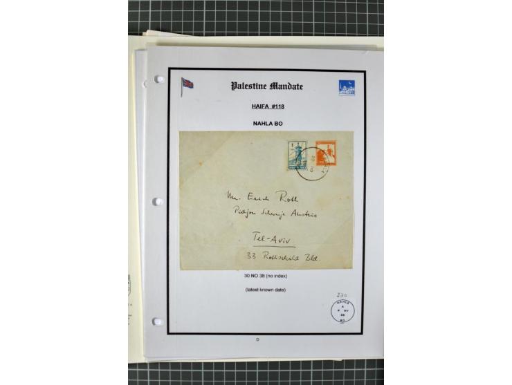 HAIFA: Post office handstamps, extensive collection with well over 200 letters and cards, many pieces, single stamps and post