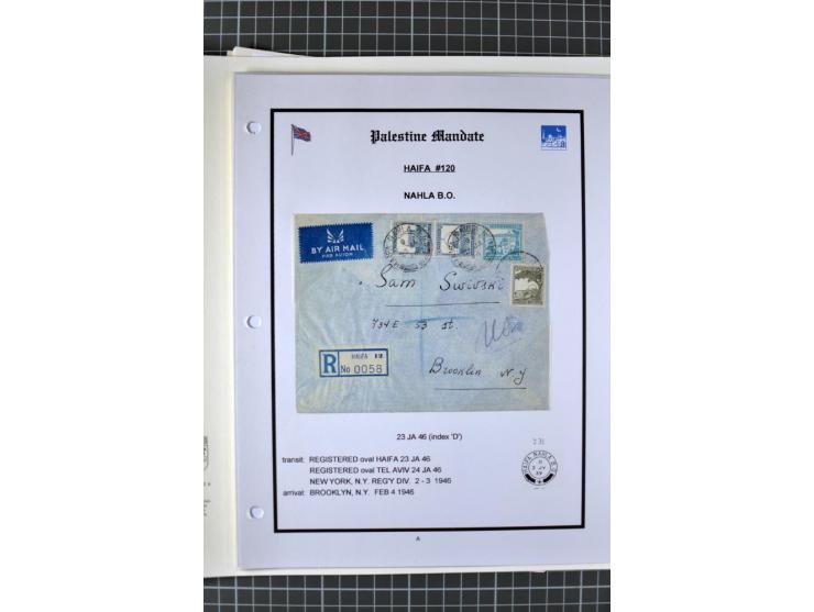 HAIFA: Post office handstamps, extensive collection with well over 200 letters and cards, many pieces, single stamps and post