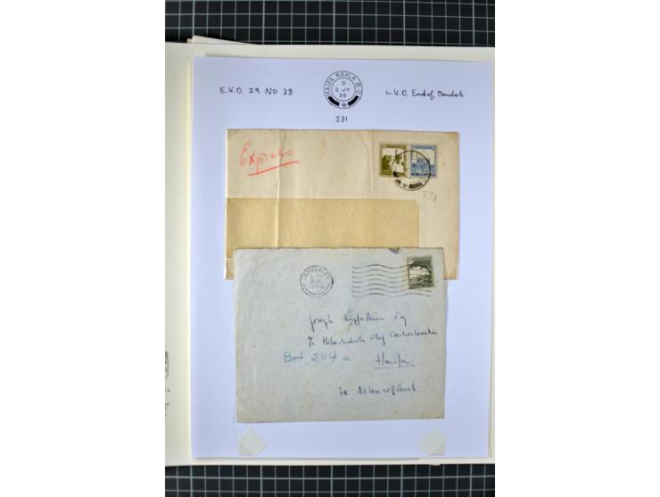 HAIFA: Post office handstamps, extensive collection with well over 200 letters and cards, many pieces, single stamps and post