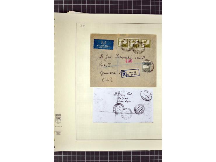 HAIFA: Post office handstamps, extensive collection with well over 200 letters and cards, many pieces, single stamps and post