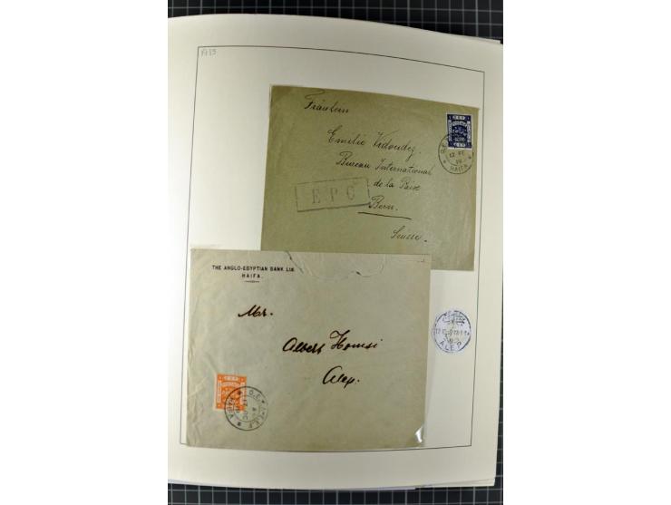 HAIFA: Post office handstamps, extensive collection with well over 200 letters and cards, many pieces, single stamps and post