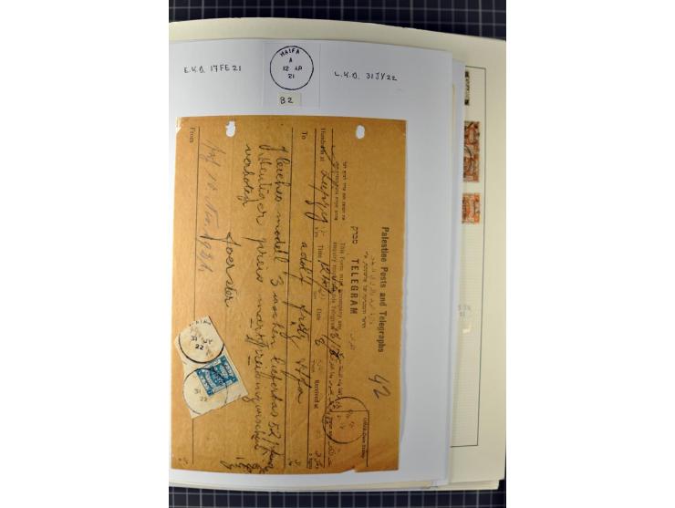 HAIFA: Post office handstamps, extensive collection with well over 200 letters and cards, many pieces, single stamps and post