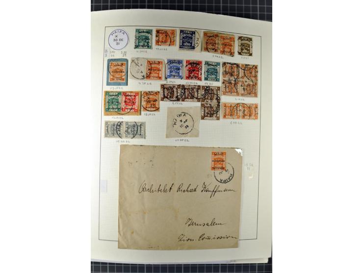 HAIFA: Post office handstamps, extensive collection with well over 200 letters and cards, many pieces, single stamps and post