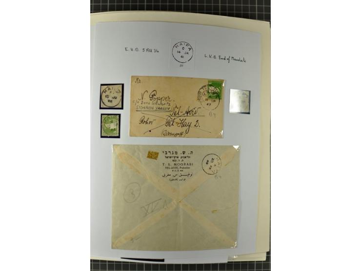 HAIFA: Post office handstamps, extensive collection with well over 200 letters and cards, many pieces, single stamps and post