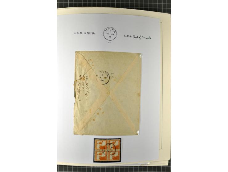 HAIFA: Post office handstamps, extensive collection with well over 200 letters and cards, many pieces, single stamps and post