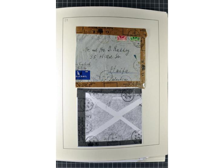 HAIFA: Post office handstamps, extensive collection with well over 200 letters and cards, many pieces, single stamps and post