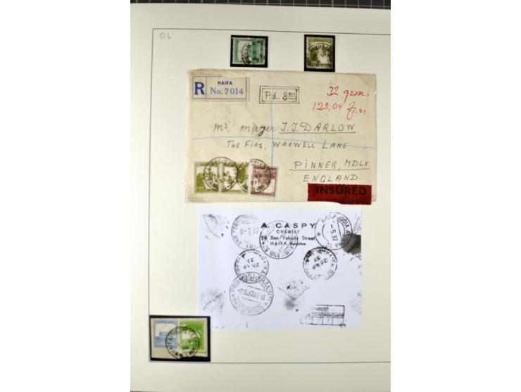 HAIFA: Post office handstamps, extensive collection with well over 200 letters and cards, many pieces, single stamps and post