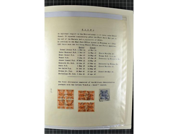 HAIFA: Post office handstamps, extensive collection with well over 200 letters and cards, many pieces, single stamps and post