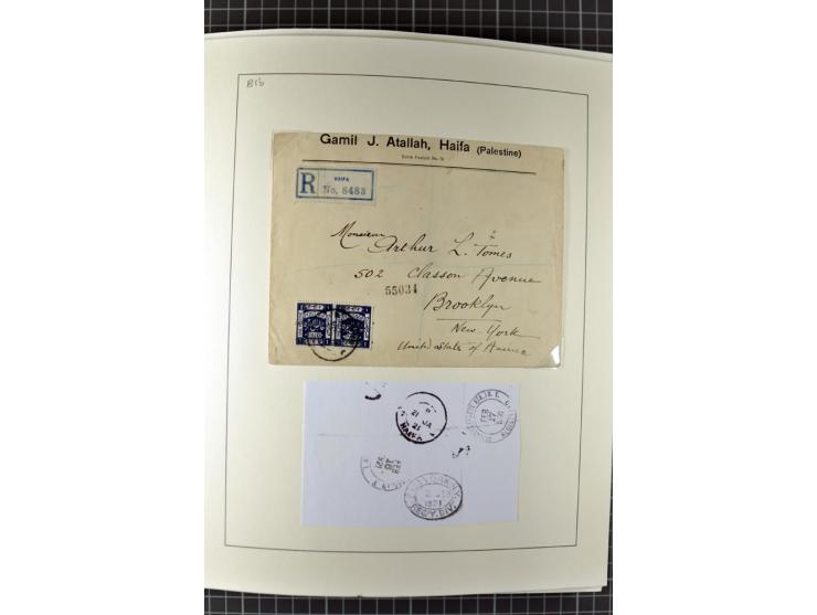 HAIFA: Post office handstamps, extensive collection with well over 200 letters and cards, many pieces, single stamps and post