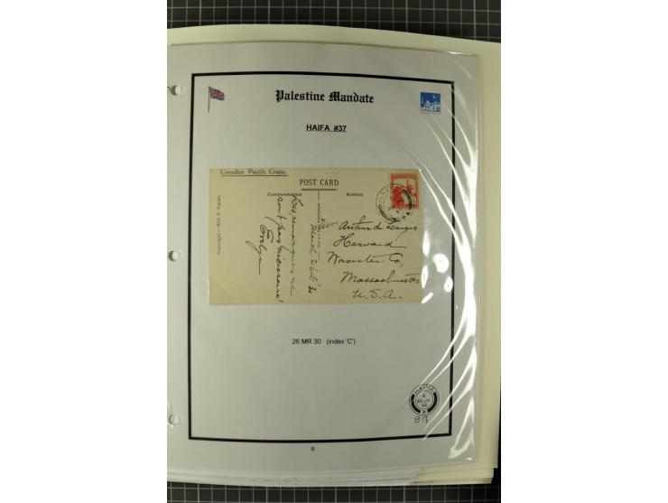 HAIFA: Post office handstamps, extensive collection with well over 200 letters and cards, many pieces, single stamps and post