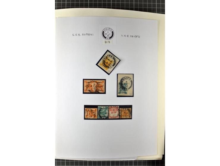 HAIFA: Post office handstamps, extensive collection with well over 200 letters and cards, many pieces, single stamps and post