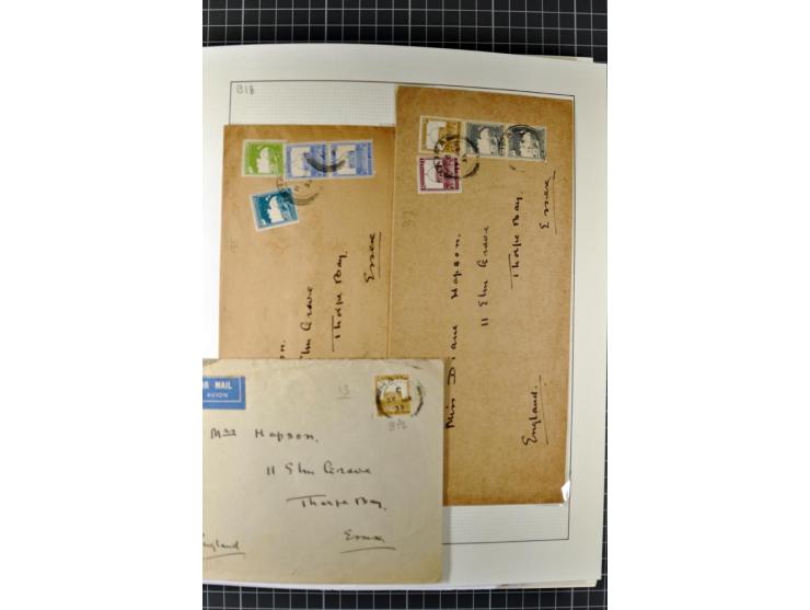 HAIFA: Post office handstamps, extensive collection with well over 200 letters and cards, many pieces, single stamps and post