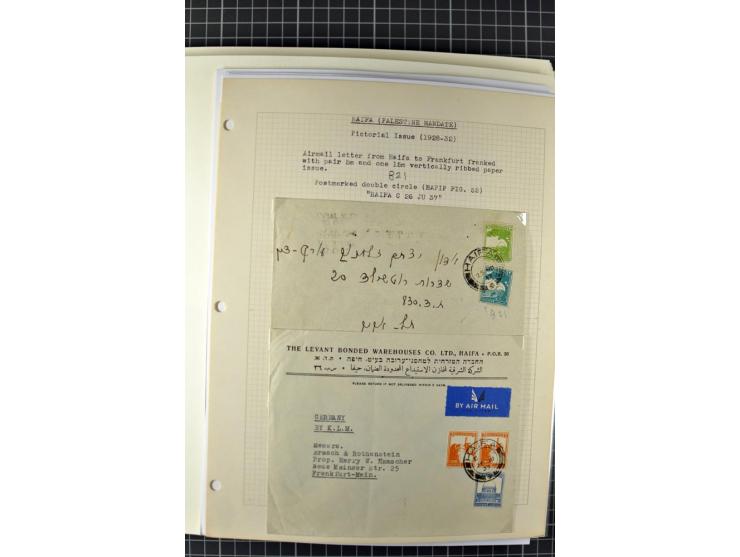 HAIFA: Post office handstamps, extensive collection with well over 200 letters and cards, many pieces, single stamps and post