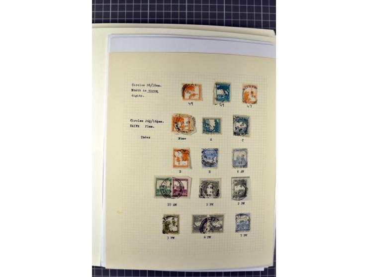 HAIFA: Post office handstamps, extensive collection with well over 200 letters and cards, many pieces, single stamps and post