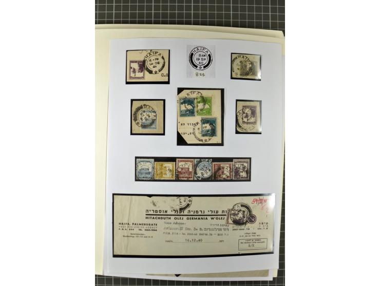 HAIFA: Post office handstamps, extensive collection with well over 200 letters and cards, many pieces, single stamps and post