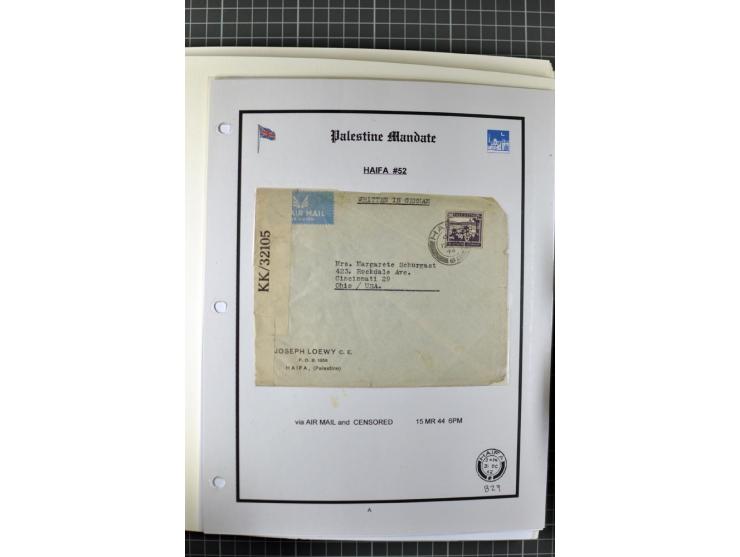HAIFA: Post office handstamps, extensive collection with well over 200 letters and cards, many pieces, single stamps and post