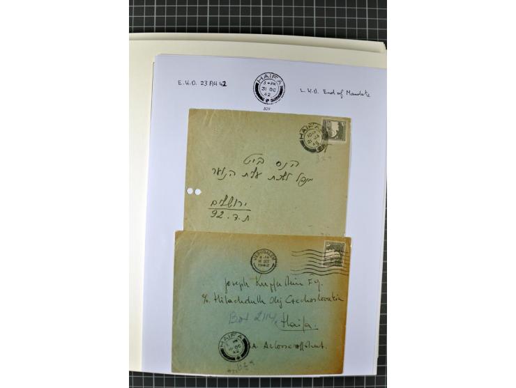 HAIFA: Post office handstamps, extensive collection with well over 200 letters and cards, many pieces, single stamps and post