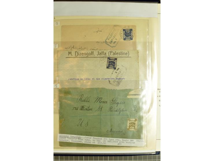 JERUSALEM:  military post marks, small written-up collection with 22 covers and cards incl. several registered items, also a 