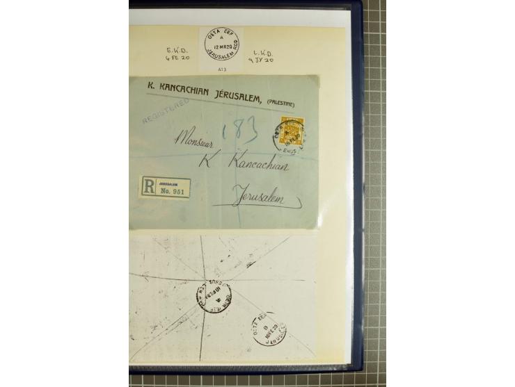 JERUSALEM:  military post marks, small written-up collection with 22 covers and cards incl. several registered items, also a 