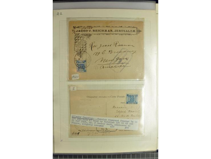 JERUSALEM:  military post marks, small written-up collection with 22 covers and cards incl. several registered items, also a 