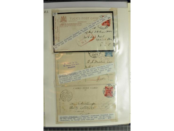 JERUSALEM:  military post marks, small written-up collection with 22 covers and cards incl. several registered items, also a 