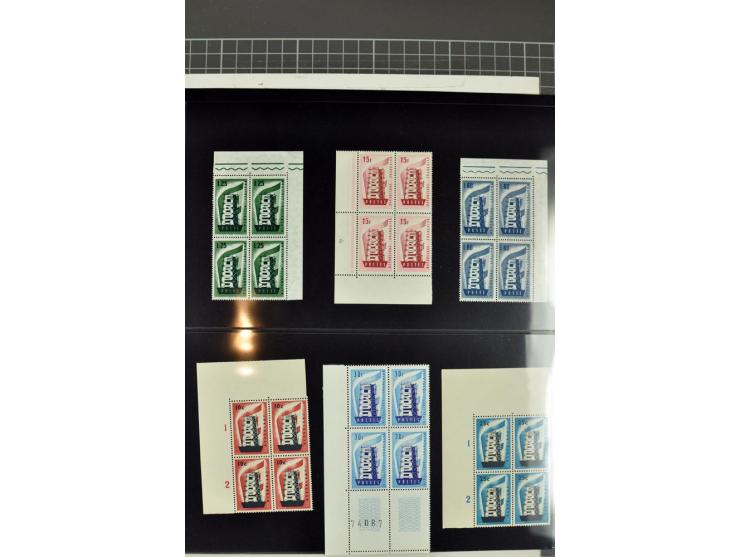 1956/2005, lot with good values like Luxemburg 1956 in blocks of four, varieties, plate flaws, sheets and souvenir sheets, so