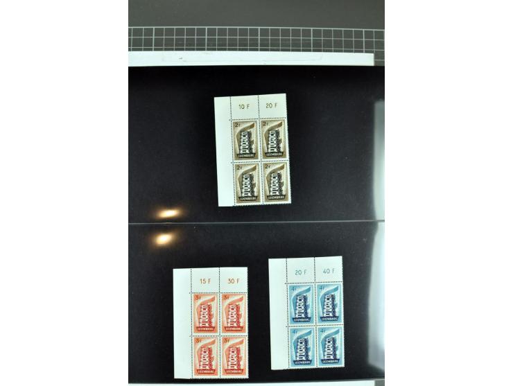 1956/2005, lot with good values like Luxemburg 1956 in blocks of four, varieties, plate flaws, sheets and souvenir sheets, so