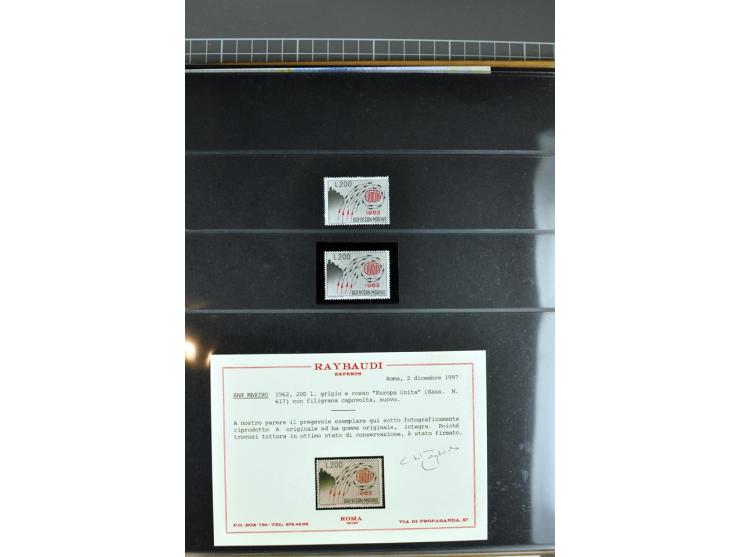 1956/2005, lot with good values like Luxemburg 1956 in blocks of four, varieties, plate flaws, sheets and souvenir sheets, so