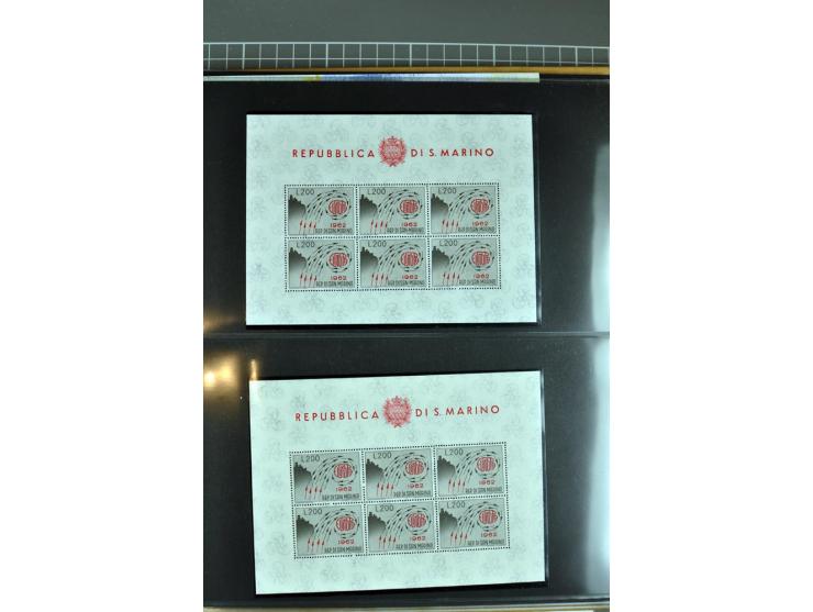 1956/2005, lot with good values like Luxemburg 1956 in blocks of four, varieties, plate flaws, sheets and souvenir sheets, so