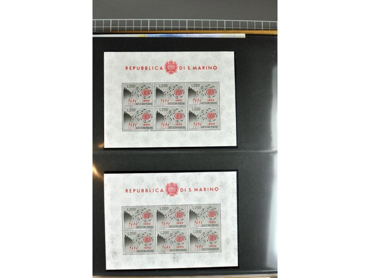 1956/2005, lot with good values like Luxemburg 1956 in blocks of four, varieties, plate flaws, sheets and souvenir sheets, so