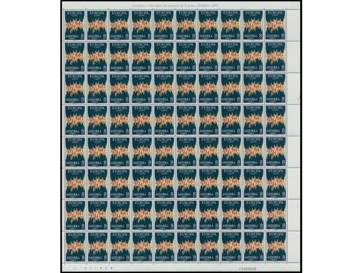 1972, 8 pts, 120 stamps in folded and partially separated sheet and part sheets, never hinged