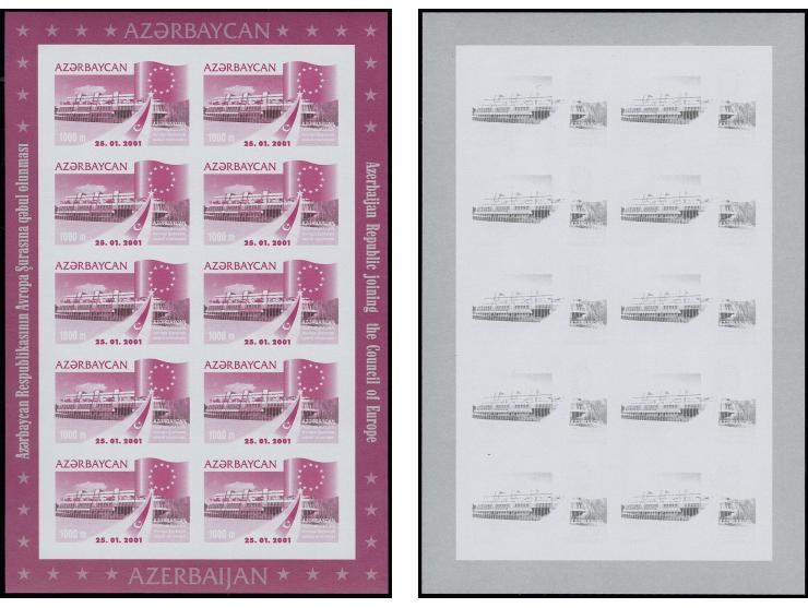2001, Acceptance in the European Council 1000 m., 7 imperforated progressive proof miniature sheets, unmounted mint, only 5 s