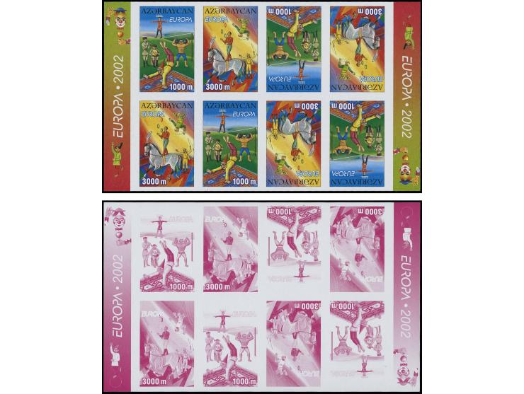 1000 m. and 3000 m., booklet pane, 7 imperforated progressive proofs, unmounted mint