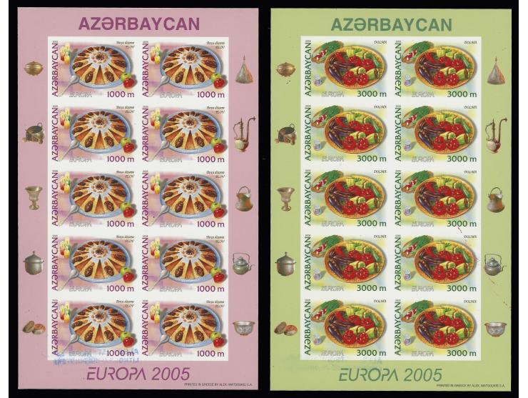 1000 m. and 3000 m., each in imperforated proof miniature sheet on cromalin paper with inscription "EUROPA" in white instead 