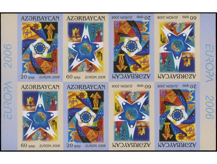 20 q. and 60 q. in booklet sheet with 8 stamps and 2 tête-bêches, in imperforated booklet sheet, umounted mint
