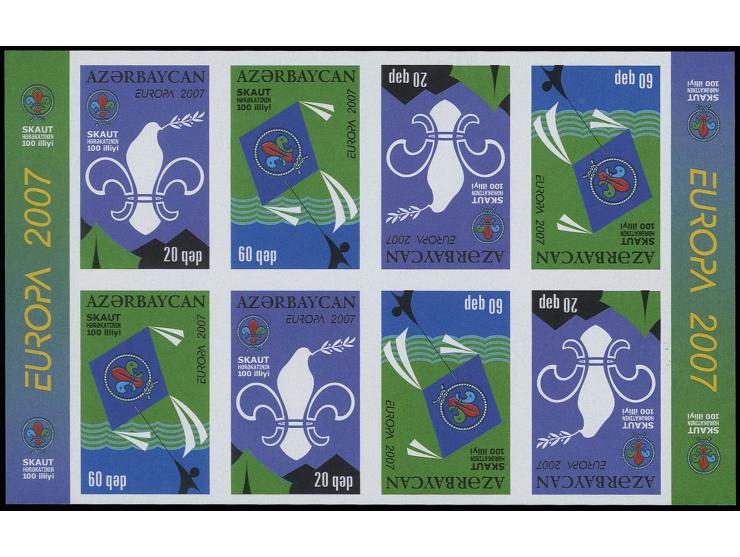 20 q. and 60 q., imperforated booklet sheet with 8 stamps and 2 tête-bêches, unmounted mint
