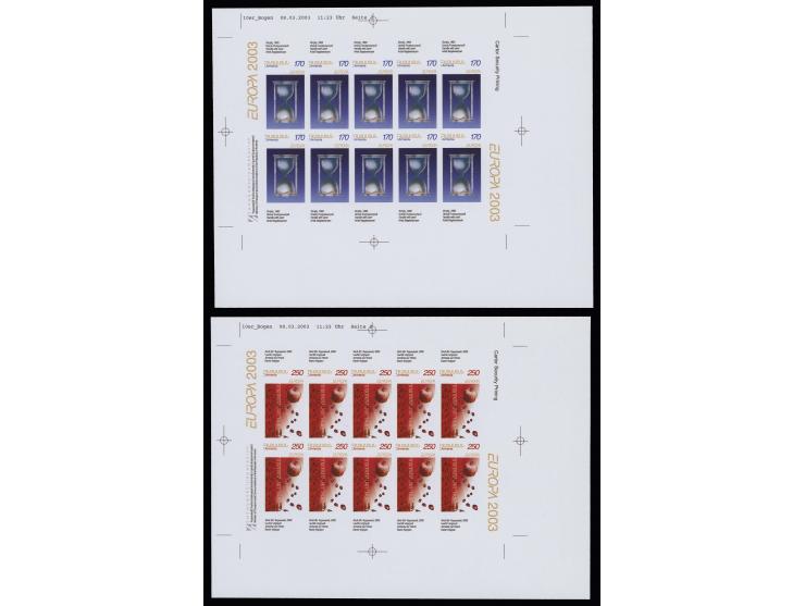 2003, 170 d. and 250 d., imperforated proof miniature sheets with large margins with printing annotations, only few items kno