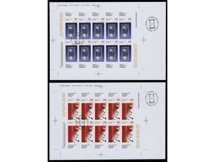 170 d. and 250 d., similar lot but with proposed first day cancellation on left block of four and in the sheet margin, suppos